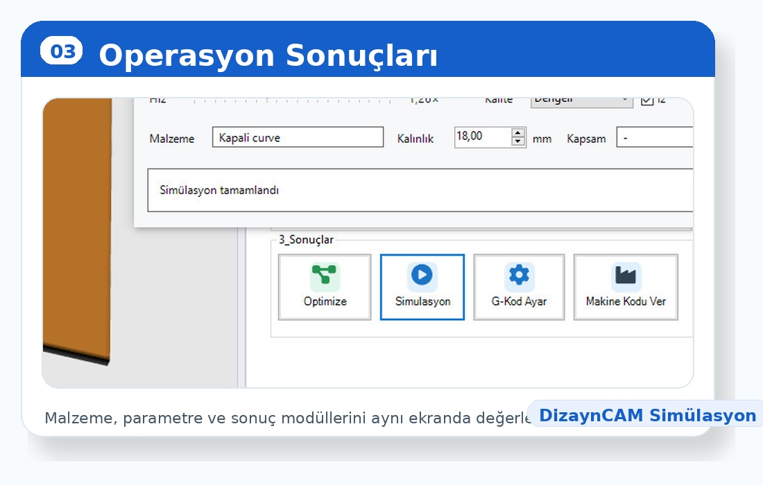 Embossed letter ve CAM simülasyon örneği